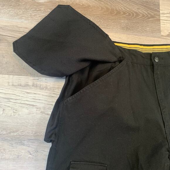 Caterpillar Work Pants Black Utility Cargo Cotton 40x32 Cropped Carpentercore - Picture 6 of 10